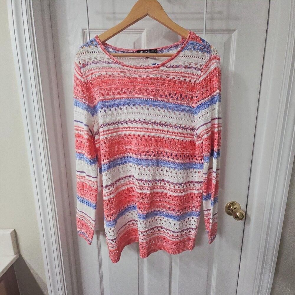 All At Once New York Open Stitch Striped Sweater
